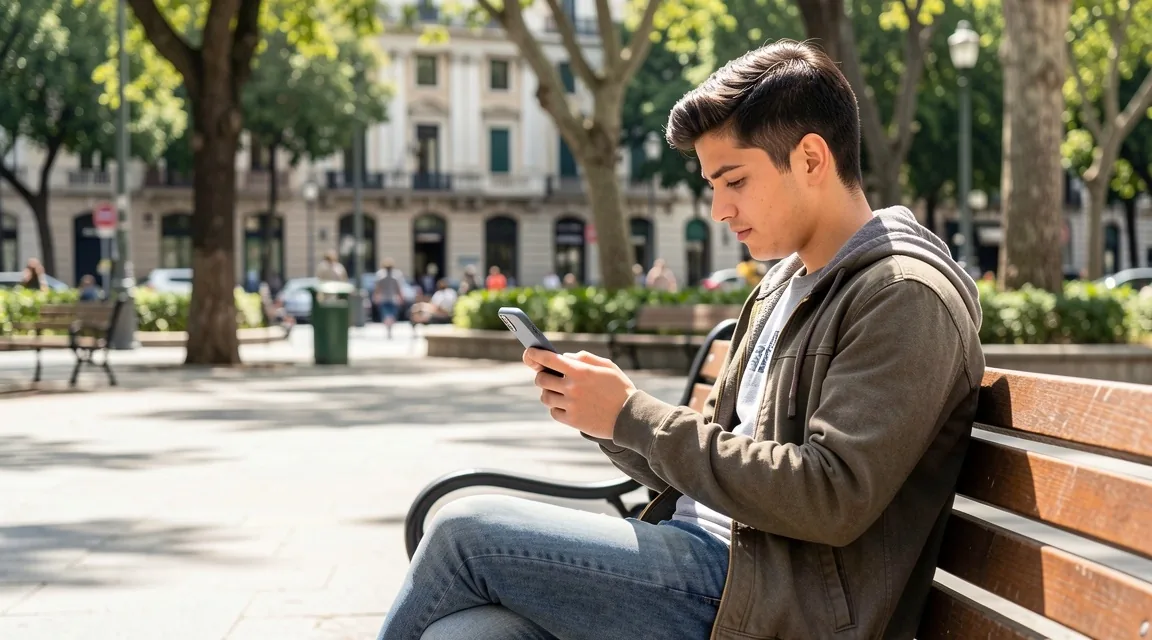 Persona joven gestionando finanzas desde su teléfono